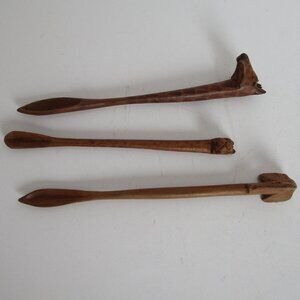 hand carved wooden salt spoons